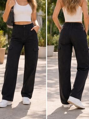 LEPUNUO Cargo Pants – Size Medium – Black Utility Style